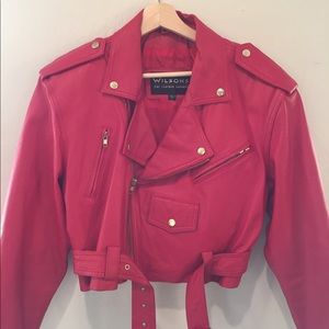 Wilson’s Cherry Red Leather Biker Jacket size L